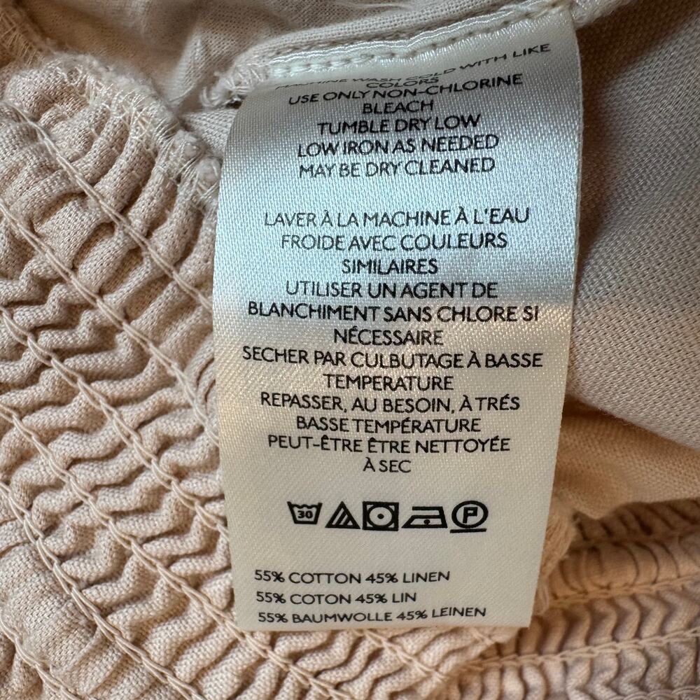 Anthropologie Linen Double Waistband Scalloped Shorts Beige, Summer, Cottagecore - Picture 6 of 10